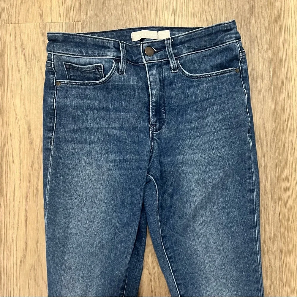 Athleta Sculptek Skinny Jeans Raw Hem Stretch Sculpting Denim Size 4